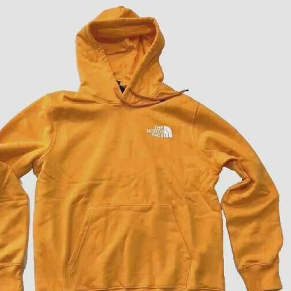 The North Face men's Box NSE logo Hoodie Sweatshirt size Large L Cone Orange